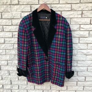VTG Escada Colorful Tweed Houndstooth Blazer 42(L)